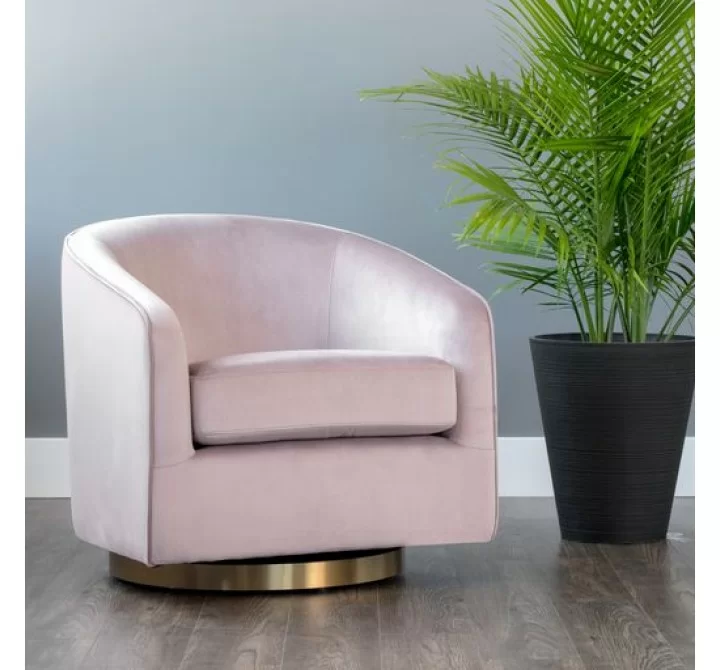 Sunpan Hazel Swivel Lounge Chair in Gold - Blush Sky - Lifestyle