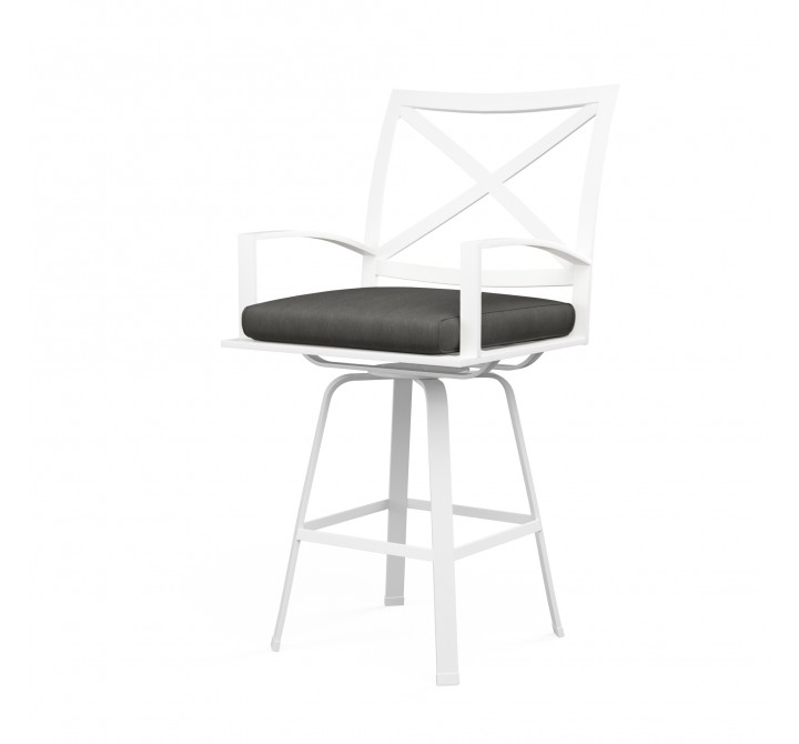 Bristol Swivel Counter Stool in Spectrum Carbon w/ Self Welt - Front Side Angle