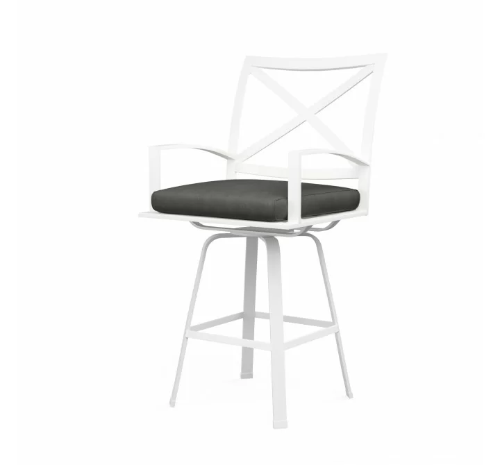 Bristol Swivel Counter Stool in Spectrum Carbon w/ Self Welt - Front Side Angle