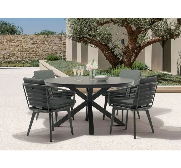 Whiteline Modern Living Kassey Round Outdoor Dining Table - Lifestyle