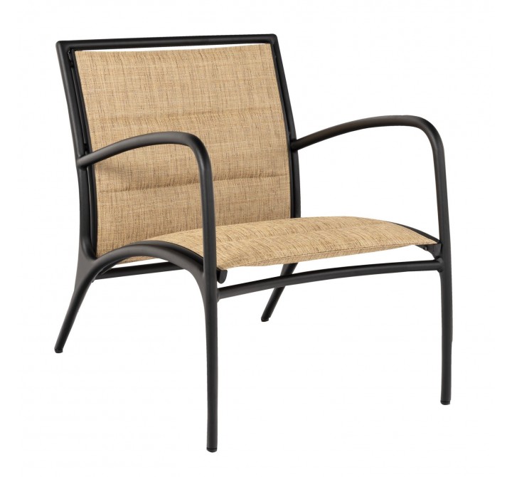 Woodard Orion Padded Sling Lounge Chair with Arms - Angled