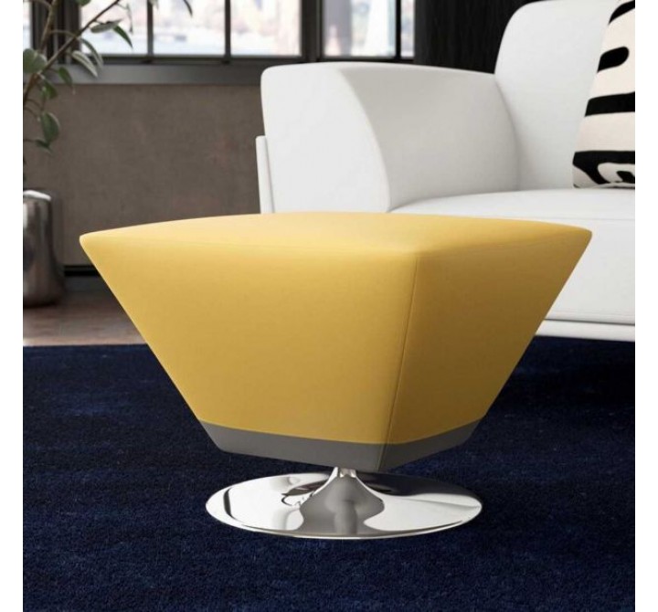 Manhattan Comfort Diamond Yellow and Polished Chrome Swivel Ottoman