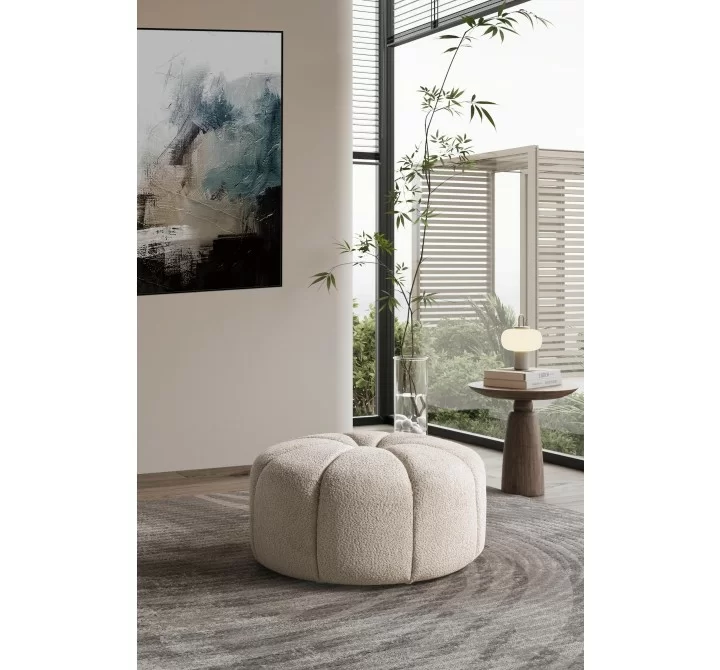 Lune Ottoman in Taupe- Lifestyle 1