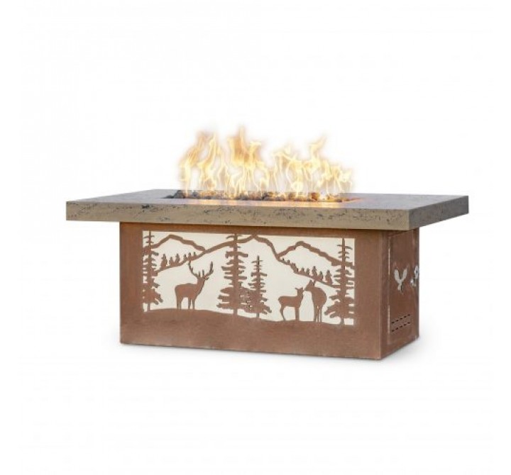The Outdoor Plus 60" x 36" Rectangle Outback Fire Pit Deer Country Version
