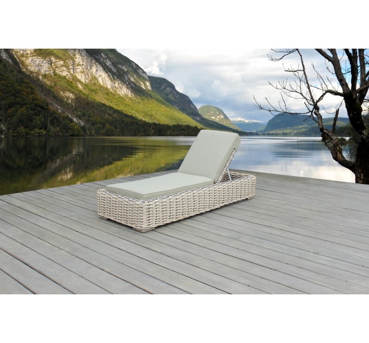 Outsy Anna 79 X 31.5 Inch Outdoor Wicker Aluminum Frame Sun Lounger in White and Grey - Lifestyle Main