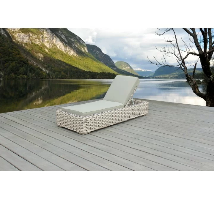 Outsy Anna 79 X 31.5 Inch Outdoor Wicker Aluminum Frame Sun Lounger in White and Grey - Lifestyle Main