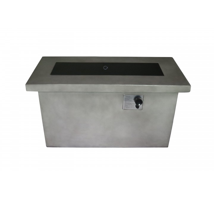Crawford and Burke Arabba Grey Cement Rectangular Gas Fire Pit Table, Frontview