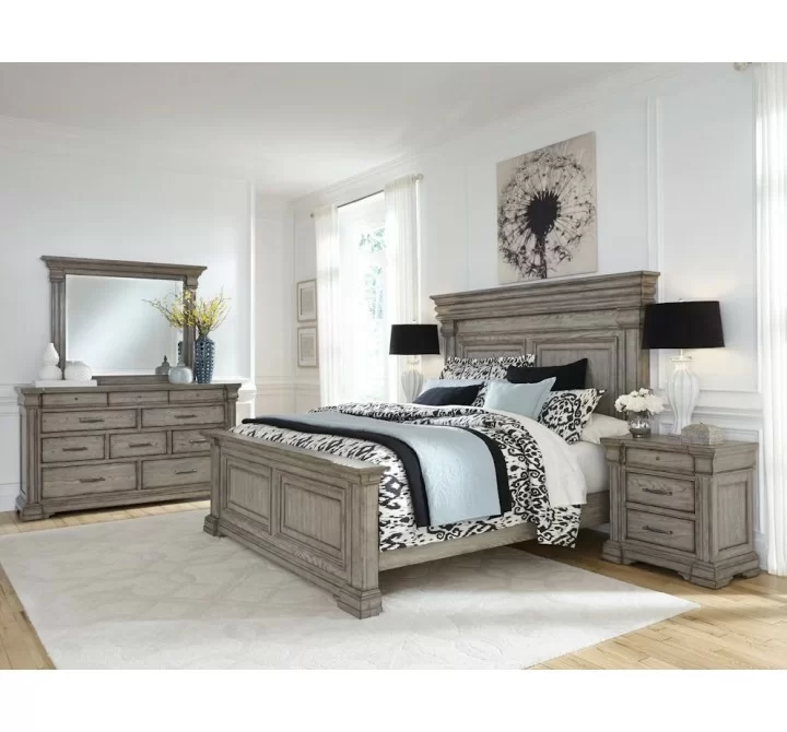 Pulaski Furniture Madison Ridge Queen Panel Bed in Heritage Taupe - Lifestyle 2