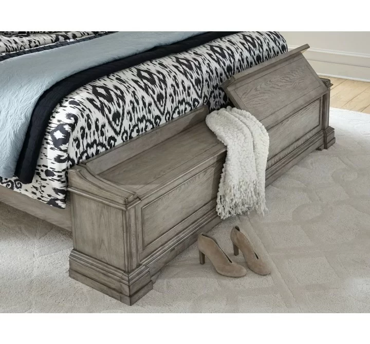 Pulaski Furniture Madison Ridge King Panel Bed in Heritage Taupe - Footboard Lifestyle