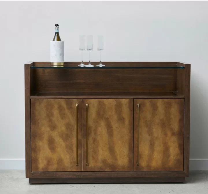 Pulaski Furniture 3 Door Bar Cabinet with Glass Shelves