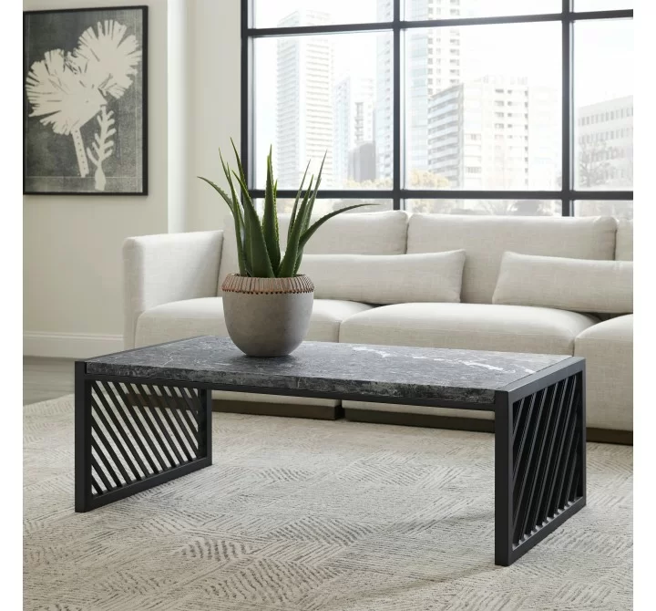 Pulaski Furniture Modern Industrial Stone Top Cocktail Table Room View