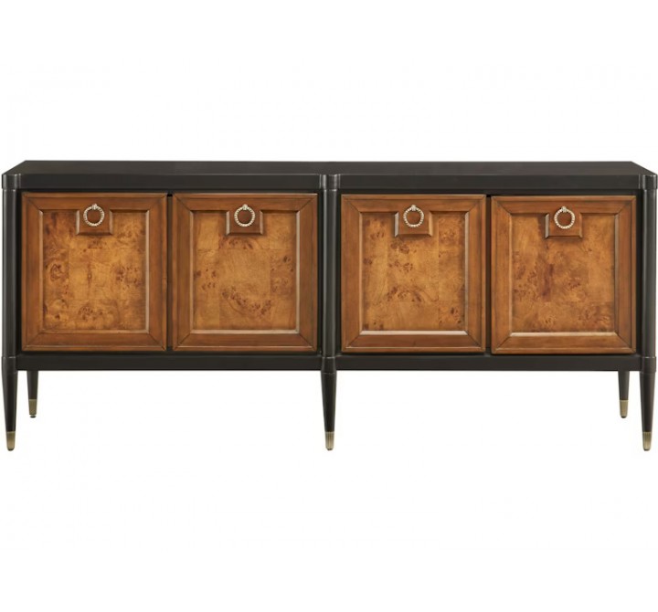4-Door Mid-Century Modern Console with Shelves-front