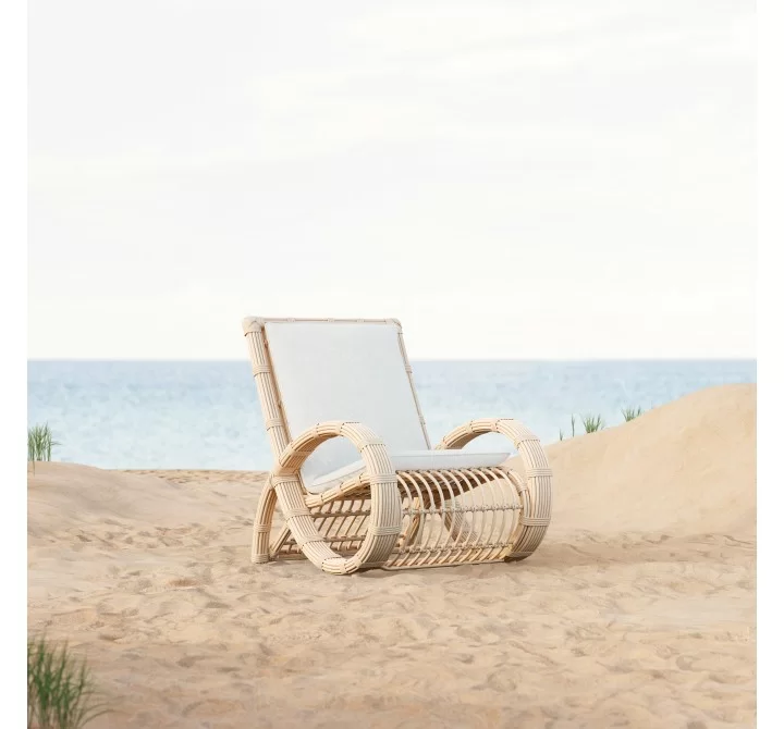 Azzurro Paloma Club Chair In Matte White Aluminum Frame And Almond All-Weather Wicker - Lifestyle
