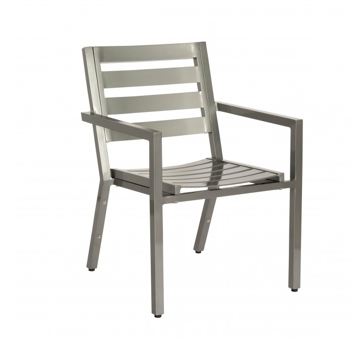 Woodard Palm Coast Slat Dining Armchair - Stackable - Angled