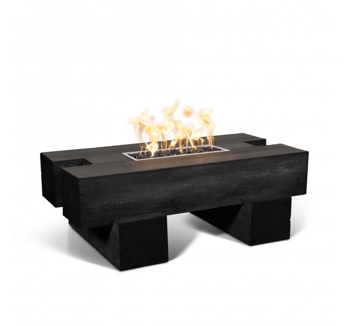 The Outdoor Plus Palo Fire Pit Wood Grain Concrete Ebony Finish