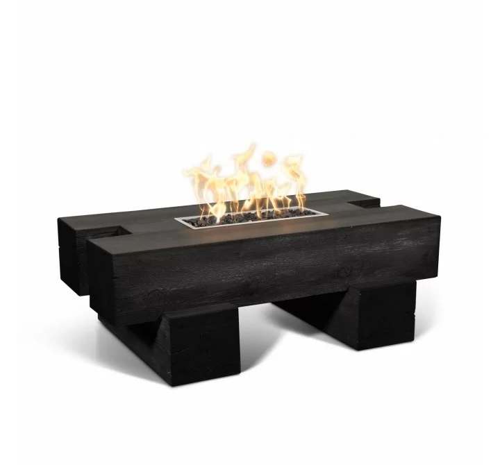 The Outdoor Plus Palo Fire Pit Wood Grain Concrete Ebony Finish