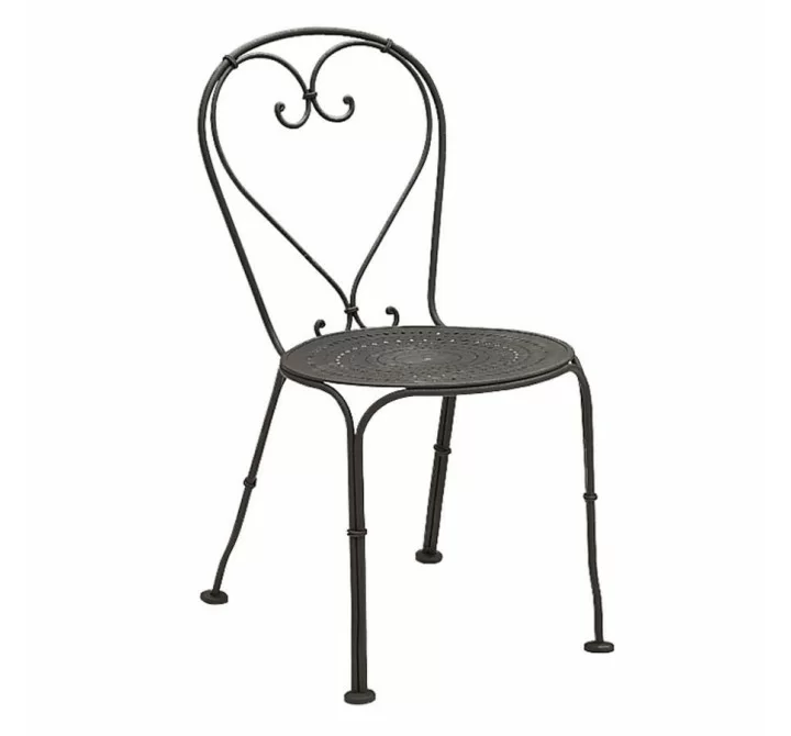 Woodard Et Cetera Parisienne Side Chair In Pattern Metal Seat - Angled