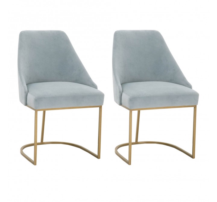 Essentials For Living Parissa Dining Chair in Coastal Velvet - Set of Two - Set in Front Side Angle