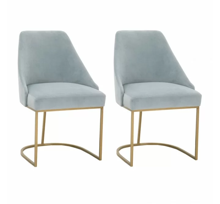 Essentials For Living Parissa Dining Chair in Coastal Velvet - Set of Two - Set in Front Side Angle
