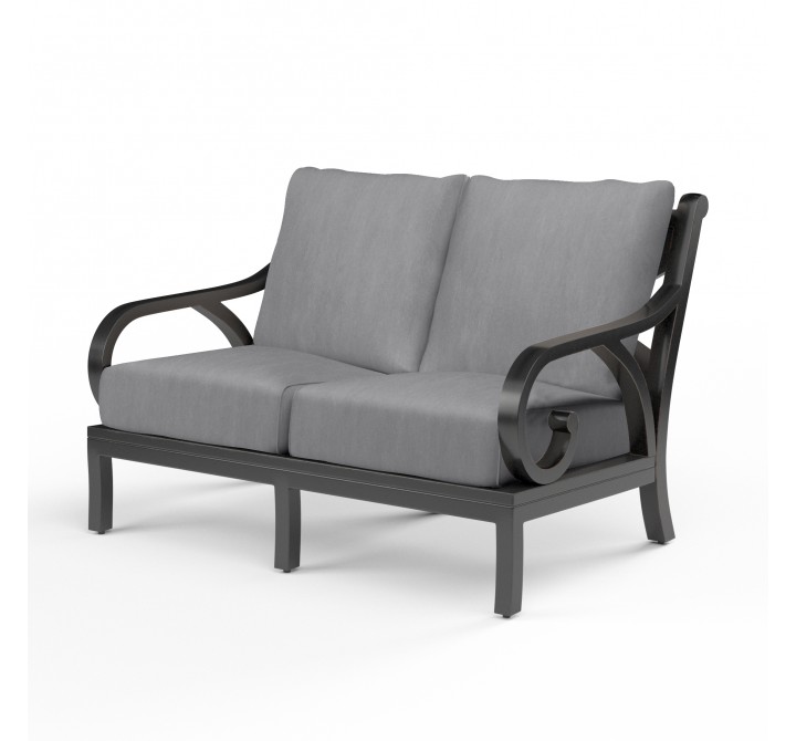Monterey Loveseat in Canvas Granite w/ Self Welt - Front Side Angle