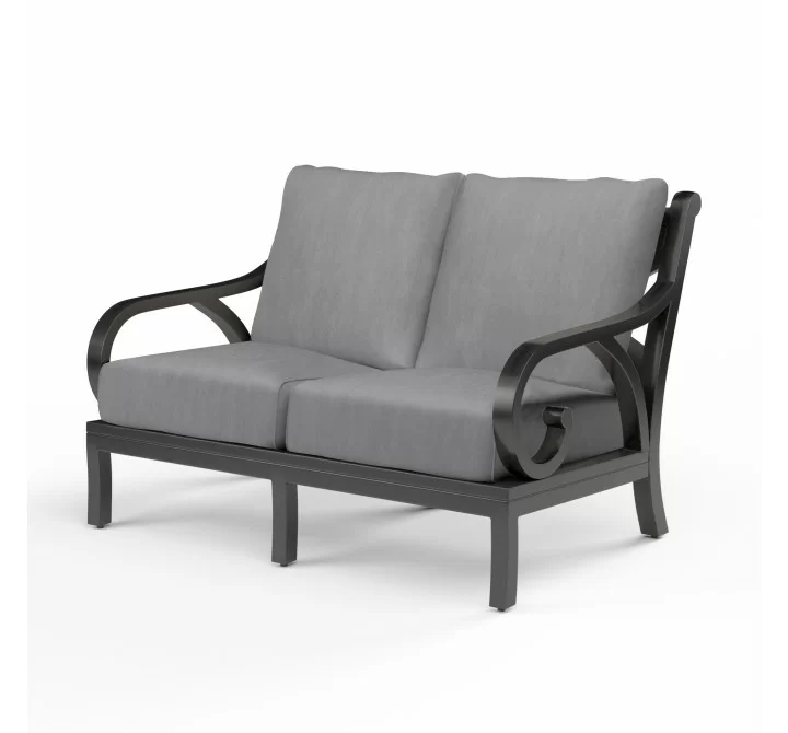 Monterey Loveseat in Canvas Granite w/ Self Welt - Front Side Angle