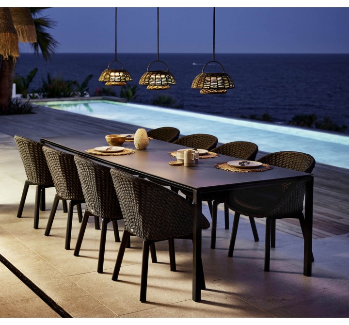 Cane-Line Illusion Lamp Hanging Dining Table Night View 