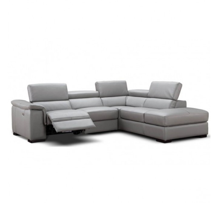 J&M PERLA PREMIUM LEATHER SECTIONAL IN LIGHT GREY 001