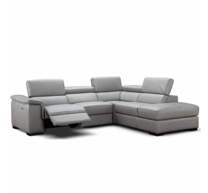 J&M PERLA PREMIUM LEATHER SECTIONAL IN LIGHT GREY 001