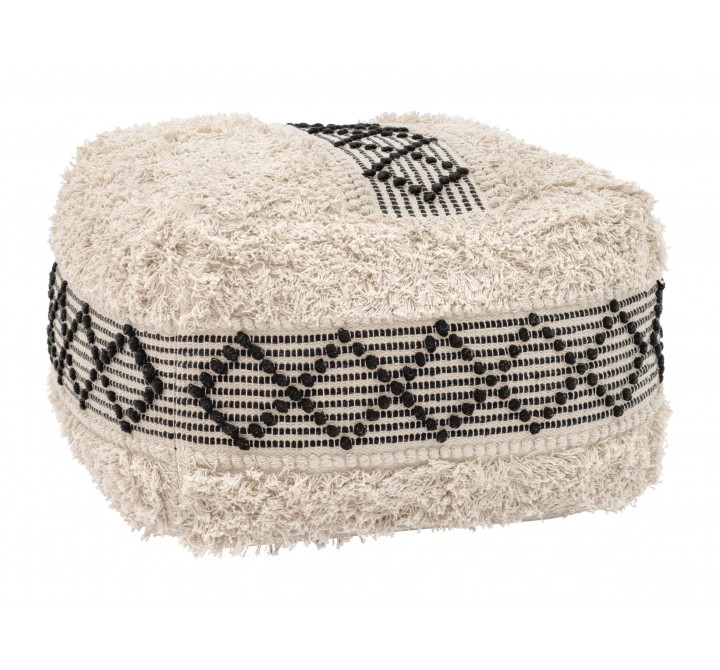 Pisco Ottoman in Beige & Black- Angular View 1