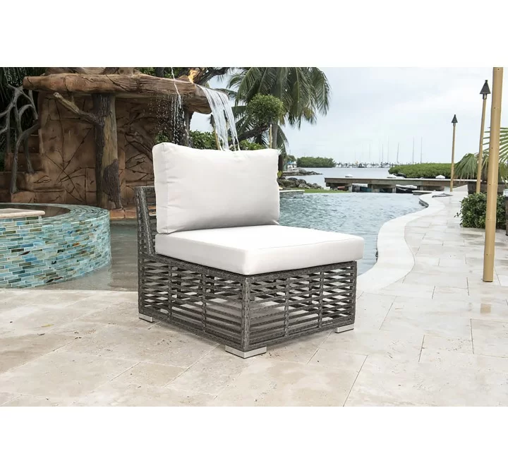 Panama Jack Outdoor Graphite Modular Armless Chair with Cushions