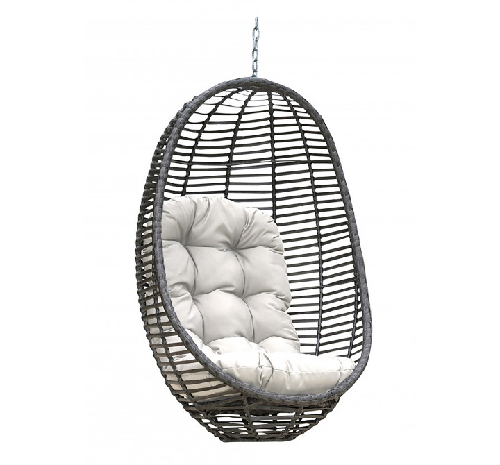 Panama Jack Outdoor Graphite Woven Hanging Chair with Cushion