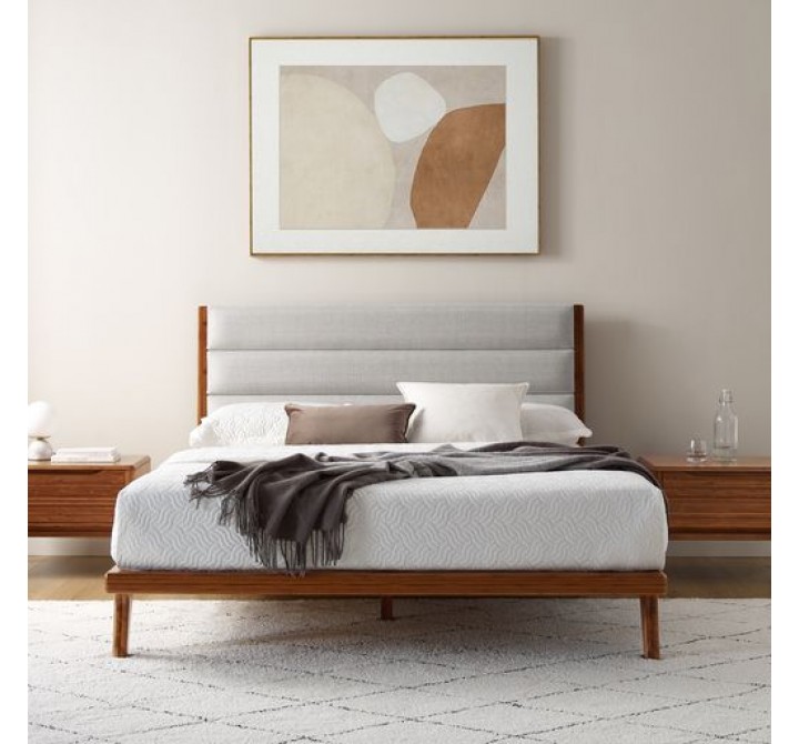 Greenington Mercury Upholstered Queen/Eastern King Platform Bed, Amber - Lifestyle