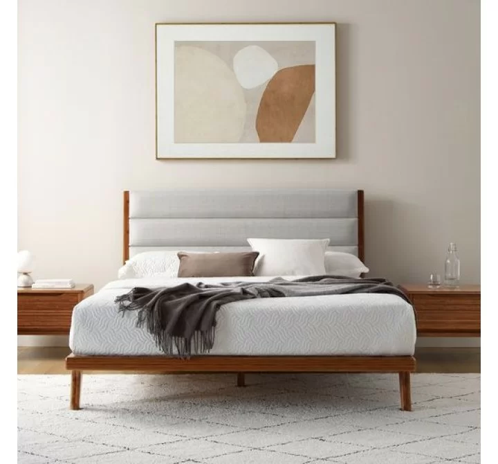 Greenington Mercury Upholstered Queen/Eastern King Platform Bed, Amber - Lifestyle