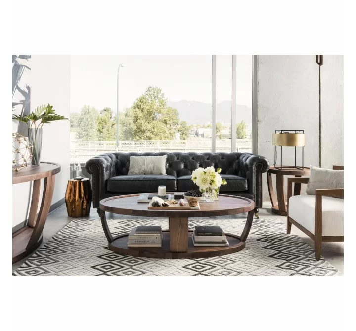 Moe's Home Collection Birmingham Sofa in Onyx Black Leather - Lifestyle