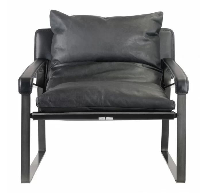 Moe's Home Collection Connor Club Chair Onyx Black Leather - Front Angle