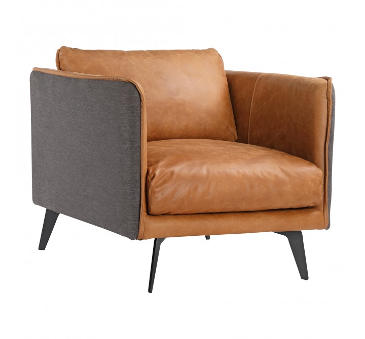 Moe's Home Collection Messina Arm Chair - Cigare Tan Leather - Front Side Angle