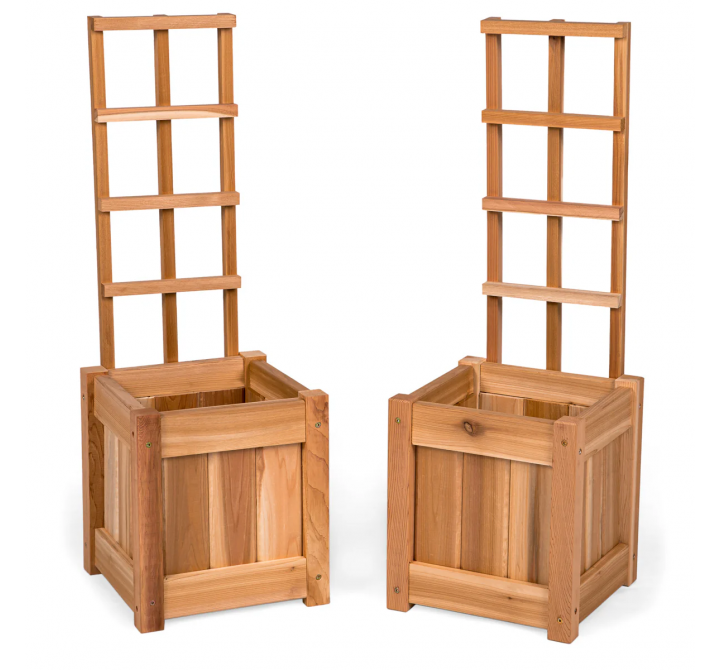 All Things Cedar 12w x 12d x 13h Set of 2 Planter Box's with Trellis - Main