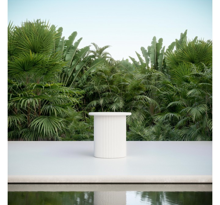 Azzurro Living Palma Side Table White With Matte White Aluminum And White Aluminum - Lifestyle