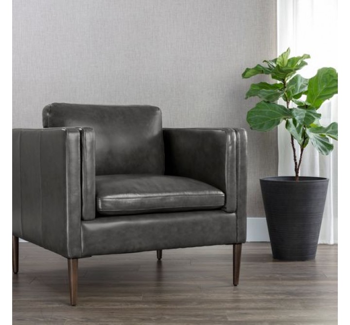Sunpan Richmond Armchair - Brentwood Charcoal Leather - Lifestyle