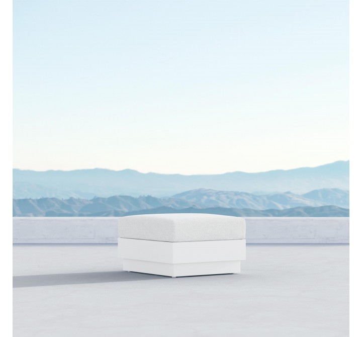 Azzurro Living Porto Ottoman With Matte Aluminum Frame And Pearl Gray All-Weather Rope - Lifestyle