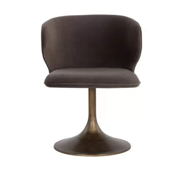 Sunpan Simone Swivel Dining Chair - Casablanca Cloud / Meg Ash - Front Angle