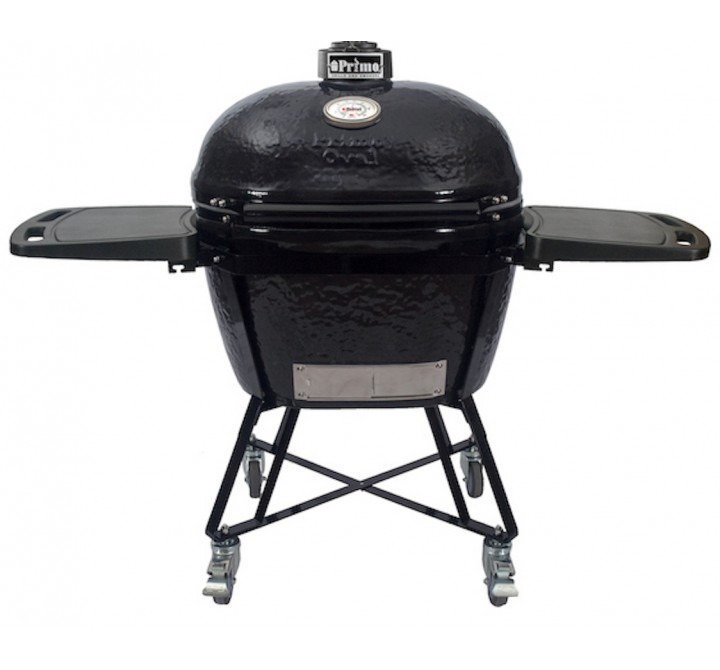 Primo Ceramic Oval  All-In-One Grills with Heavy Duty Stand, Side Shelves - XL