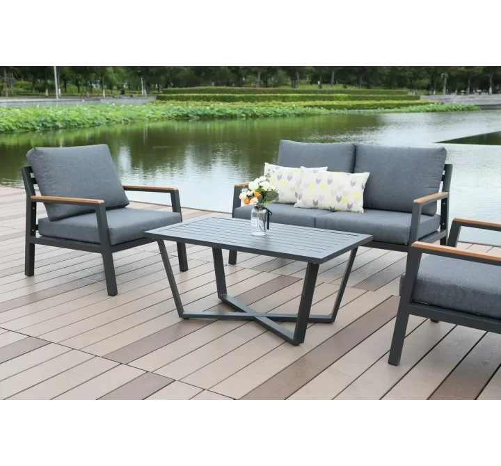 Hospitality Rattan Patio Manhattan 4-Piece Settee Living Set