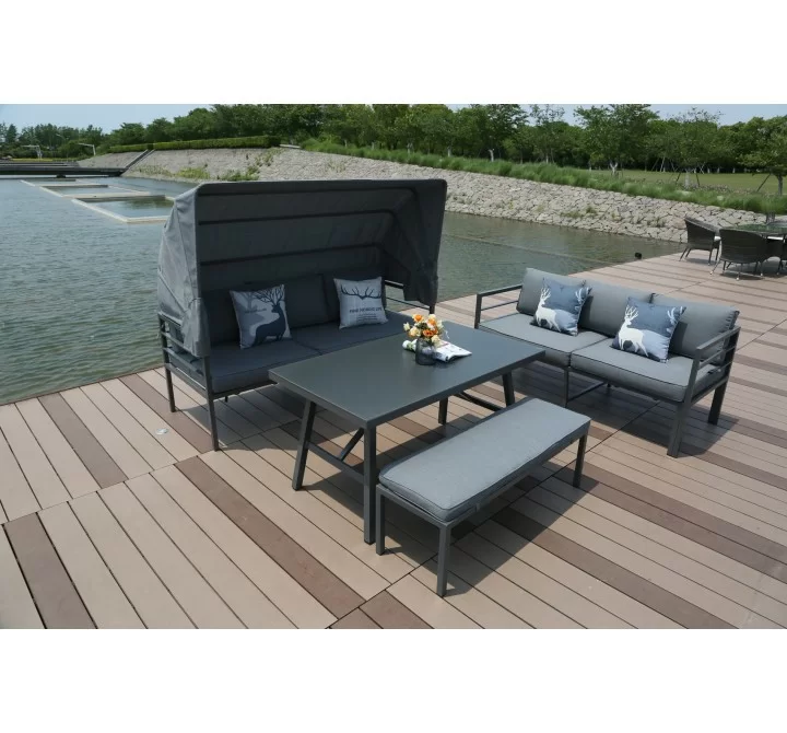 Hospitality Rattan Patio Manhattan 4-Piece Sectional Set