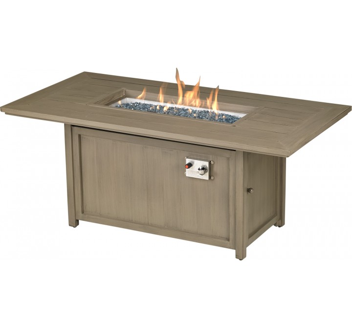 Paris Rectangle Fire Table With Burner - Lit