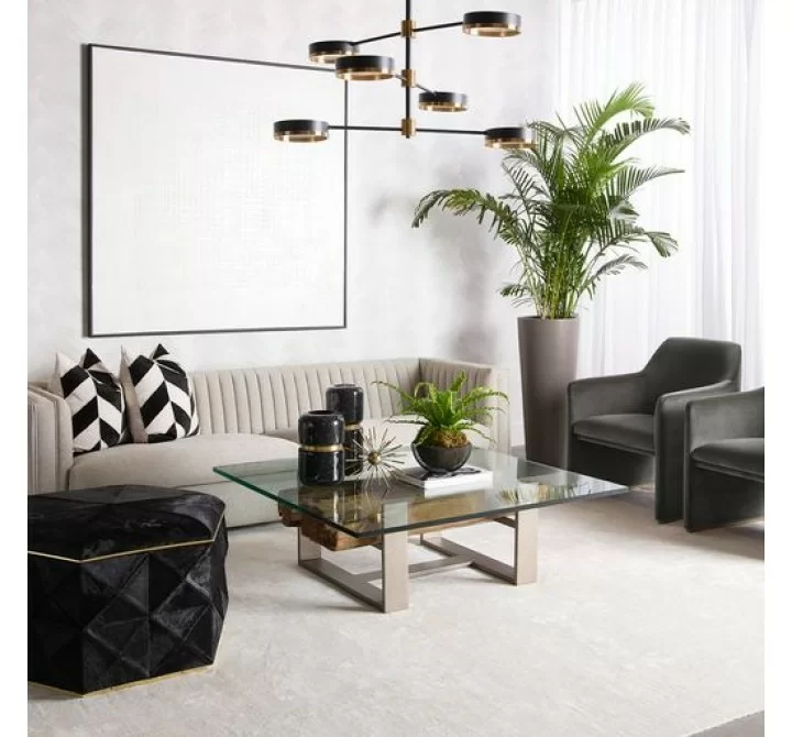 Sunpan Doreen Lounge Chair in Lux Brass - Diamond Mummy - Lifestyle