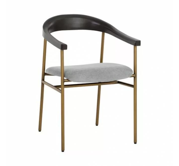 Sunpan Giorgio Dining Armchair - Polo Club Stone - Front Side Angle