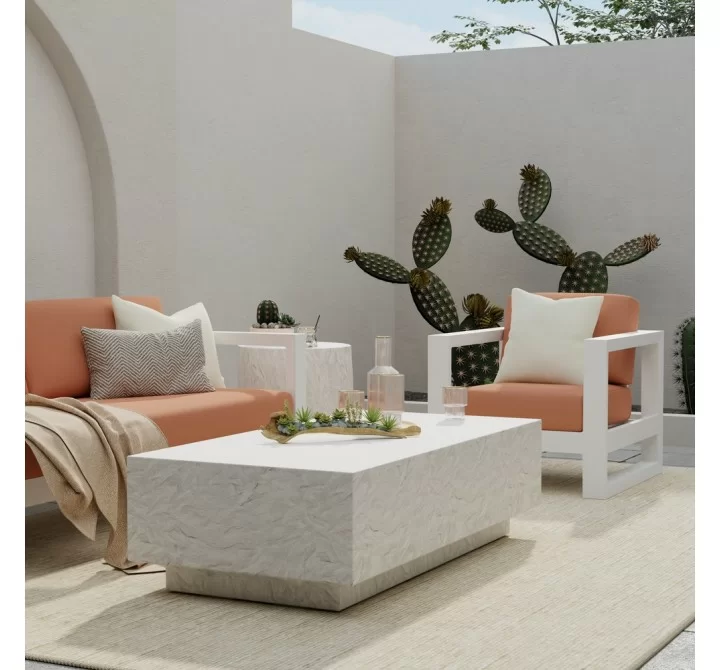 Sunset West Antique Stone Reactangle Coffee Table