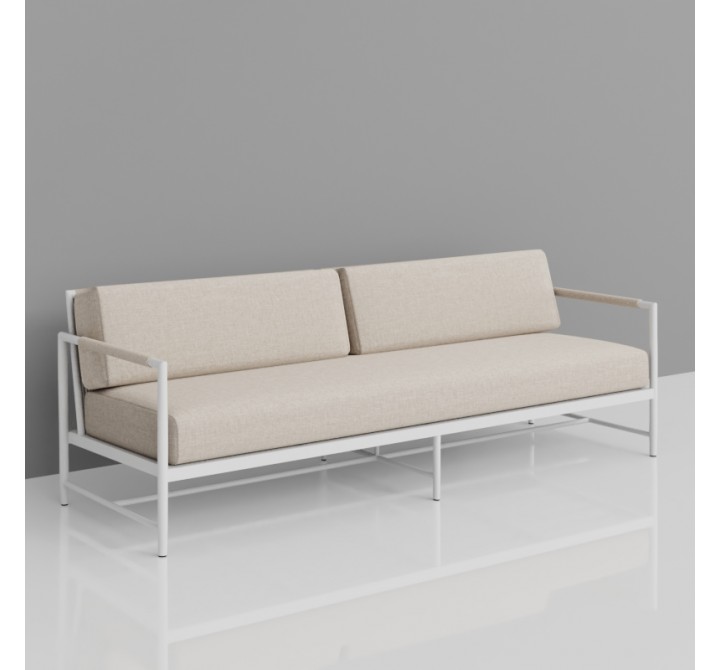 Sunset West Sabbia Sofa with Echo Ash Cushion - Front Side View