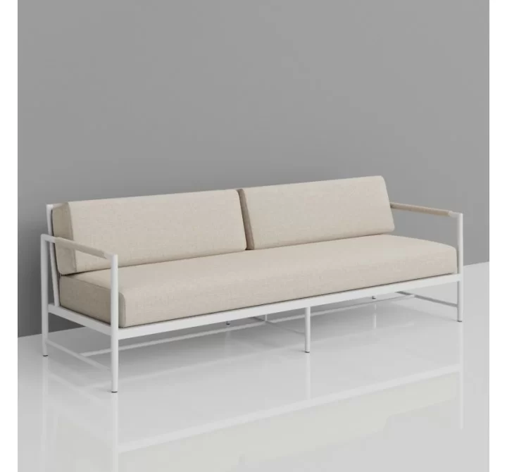 Sunset West Sabbia Sofa with Echo Ash Cushion - Front Side View